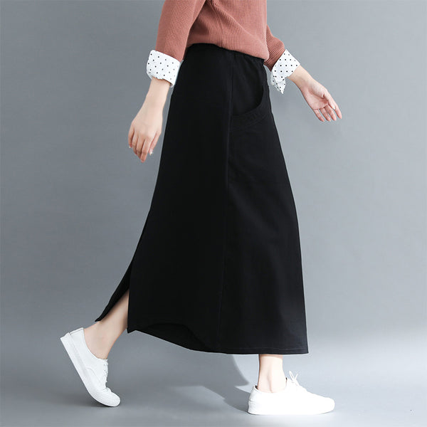 Elastic Waist A-Line Skirt