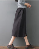 Elastic Waist Front Button A-Line Skirt