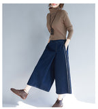 Oversize Elastic Waist A-Line Skirt Pants [Pre-Order] Color: Blue/Black - One Size