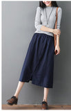 Elastic Waist Front Button A-Line Skirt