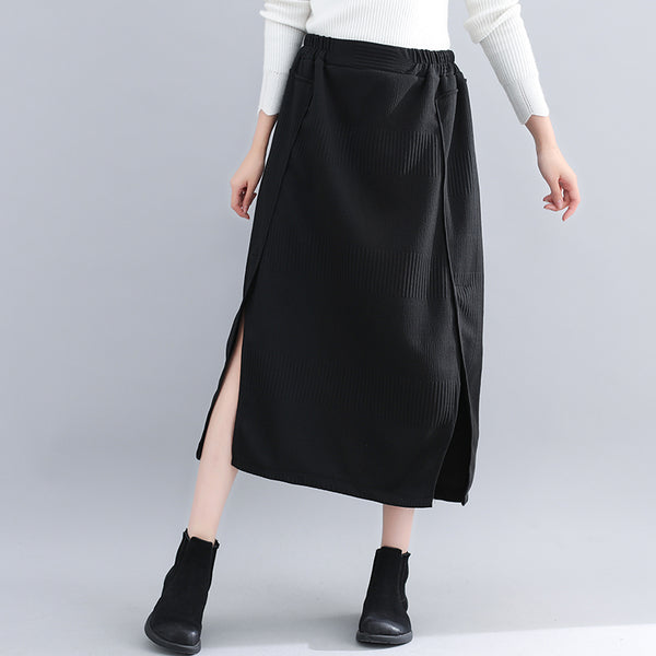 Elastic Waist A-Line Skirt