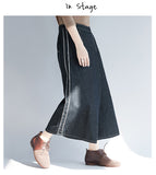 Oversize Elastic Waist A-Line Skirt Pants [Pre-Order] Color: Blue/Black - One Size