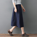 Elastic Waist Front Button A-Line Skirt