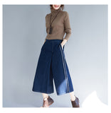 Oversize Elastic Waist A-Line Skirt Pants [Pre-Order] Color: Blue/Black - One Size