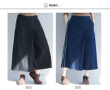 Oversize Elastic Waist A-Line Skirt Pants [Pre-Order] Color: Blue/Black - One Size