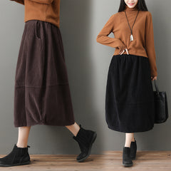 Elastic Waist A-Line Skirt