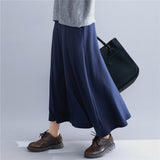 Elastic Waist A-Line Midi Skirt