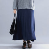 Elastic Waist A-Line Midi Skirt