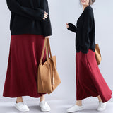 Elastic Waist A-Line Midi Skirt