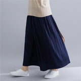 Elastic Waist Pleated A-Line Skirt [Pre-Order] Color: Black/Gray/Blue - One Size