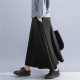 Elastic Waist A-Line Midi Skirt