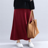 Elastic Waist A-Line Midi Skirt