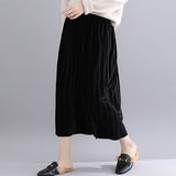 Elastic Waist Pleated Midi Skirt
