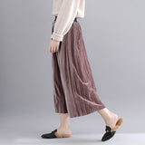Elastic Waist Pleated Midi Skirt