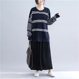 Elastic Waist Pleated A-Line Skirt [Pre-Order] Color: Black/Gray/Blue - One Size