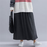 Elastic Waist Pleated A-Line Skirt [Pre-Order] Color: Black/Gray/Blue - One Size
