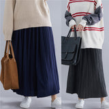 Elastic Waist Pleated A-Line Skirt [Pre-Order] Color: Black/Gray/Blue - One Size