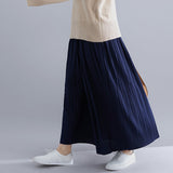 Elastic Waist Pleated A-Line Skirt [Pre-Order] Color: Black/Gray/Blue - One Size 580662909072#4041975183112