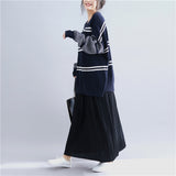 Elastic Waist Pleated A-Line Skirt [Pre-Order] Color: Black/Gray/Blue - One Size