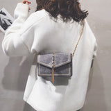 Velvet Style Chain Sling Bag [Pre-Order] Color: Brown/Black/Gray/Red 581899823366#3890100420670