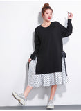 Oversize Dotted Split Hem Dress [Pre-Order] Color:  Black - One Size