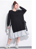 Oversize Dotted Split Hem Dress [Pre-Order] Color:  Black - One Size
