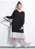 Oversize Dotted Split Hem Dress [Pre-Order] Color:  Black - One Size