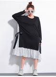 Oversize Dotted Split Hem Dress [Pre-Order] Color:  Black - One Size