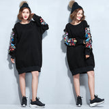 Oversize Embroidery Printed Sweatshirt Dress [Pre-Order] Color:  Black - One Size 577731607767#3983778907791