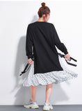 Oversize Dotted Split Hem Dress [Pre-Order] Color:  Black - One Size