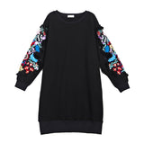 Oversize Embroidery Printed Sweatshirt Dress [Pre-Order] Color:  Black - One Size