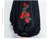 Oversize Embroidery Padded Sweatshirt [Pre-Order] Color: Black/Pink - One Size