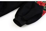 Oversize Embroidery Padded Sweatshirt [Pre-Order] Color: Black/Pink - One Size