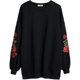 Oversize Embroidery Padded Sweatshirt [Pre-Order] Color: Black/Pink - One Size