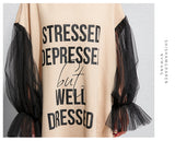 Oversize Graphic Printed Flare Tops Dress [Pre-Order] Color:  Brown/Black - One Size