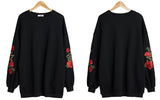 Oversize Embroidery Padded Sweatshirt [Pre-Order] Color: Black/Pink - One Size