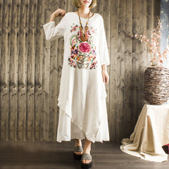 CNY Oversized Floral Embroidered Irregular Dress [Pre-Order] Color: White/Black - Size: L-2XL 557718532384#3865566028772 557718532384#3865566028774 557718532384#3865566028776