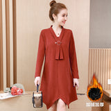 Plus-Size Tie Neckline Velvet Dress 581544378544#3890518285853 581544378544#3890518285855 581544378544#3890518285849 581544378544#3890518285851 581544378544#3890518285847