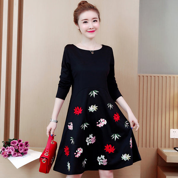 Plus-Size Floral Print Midi Dress 582964025075#3918281152361 582964025075#3918281152360 582964025075#3918281152363 582964025075#3918281152362 582964025075#3918281152364