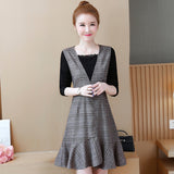 Plus-Size V-Neck Plaid Shift Dress