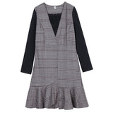 Plus-Size V-Neck Plaid Shift Dress
