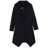Plus-Size Tie Neckline Velvet Dress