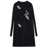 Plus-Size Embroidery Shift Dress