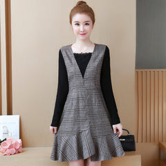 Plus-Size V-Neck Plaid Shift Dress