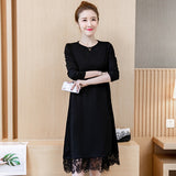 Plus-Size Lace Hem Long Dress