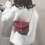 Velvet Style Chain Sling Bag [Pre-Order] Color: Brown/Black/Gray/Red 581899823366#3890100420671