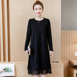 Plus-Size Lace Hem Long Dress 582968629166#4087570319410 582968629166#4087570319411 582968629166#4087570319414 582968629166#4087570319415 582968629166#4087570319412 582968629166#4087570319413