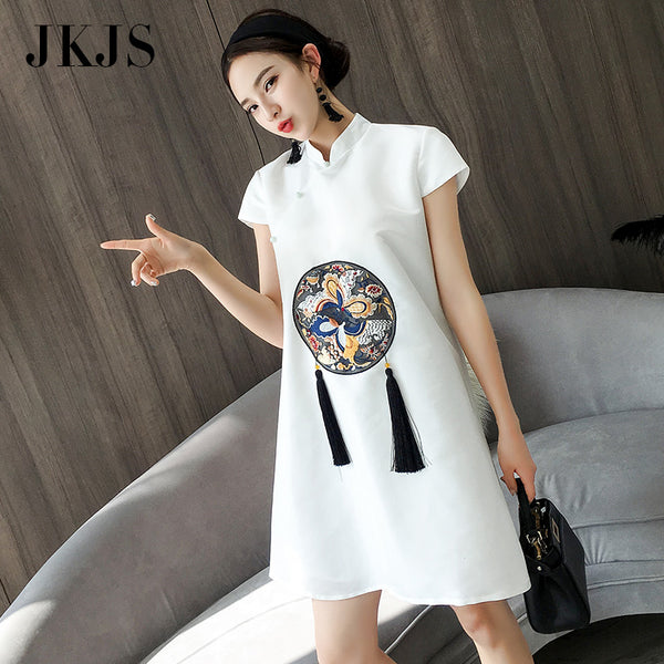 CNY Ethnic Style Embroidered Cheongsam Dress [Pre-Order] Color: White - Size: S-XL 569651693556#3826835878651 569651693556#3841417323075