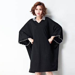 Oversized Flare Sleeve Top Dress [Pre-Order] Color:  Black - One Size