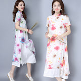 CNY Retro Style Double Layer Chiffon Dress